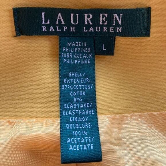 Lauren Ralph Lauren Cropped Trench Cropped double breast yellow black buttons L - Picture 15 of 16